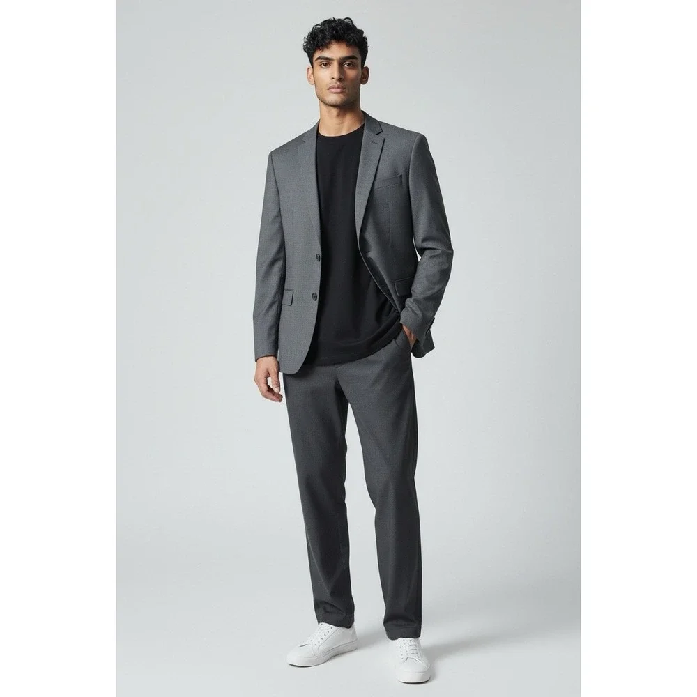 Banana Republic Grey 44R Super 120s Wool Marzotto Slim Fit Two Button Ivy Blazer